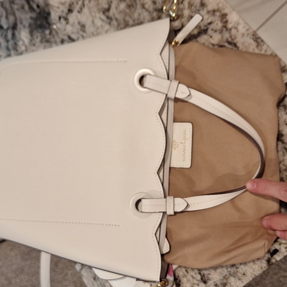 Nanette Lepore Carmella Smooth Convertable Satchel in White Lyst Scalloped White - Picture 6 of 9
